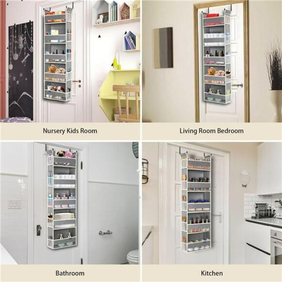 Over The Door Organizer 5 Shelf Hanging Storage with Pockets for Closet - Picture 5 of 7